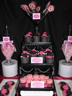 decoration candy bar mariage noir et fuchia